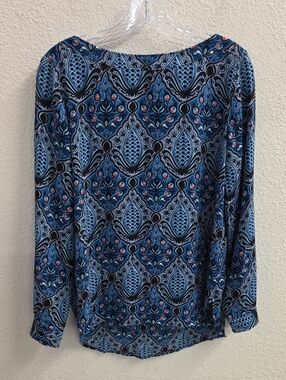 Loft Blue Geometric Medallion Multicolor Blouse